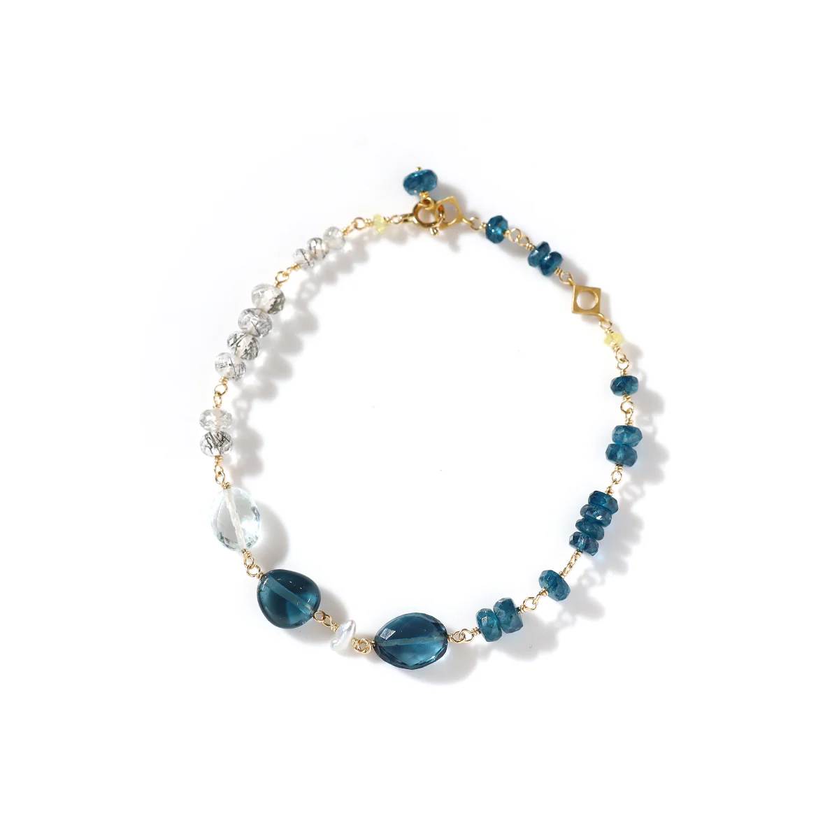 luxe Essence ブレスレット　ロンドンブルートパーズ&ブラックルチルクォーツ【オーダー制作】